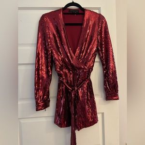 Endless Rose Red Sequined Romper